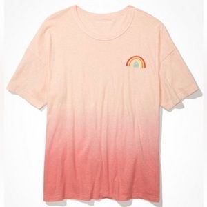 American Eagle Oversized Dip-Dye True Tee with Rainbow